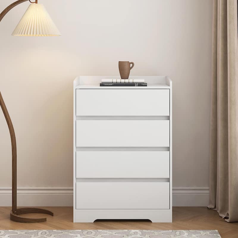 4-Drawer Dresser, Handle-Free Chest of Drawers, 100% Waterproof Wooden Cabinet with Sturdy Frame