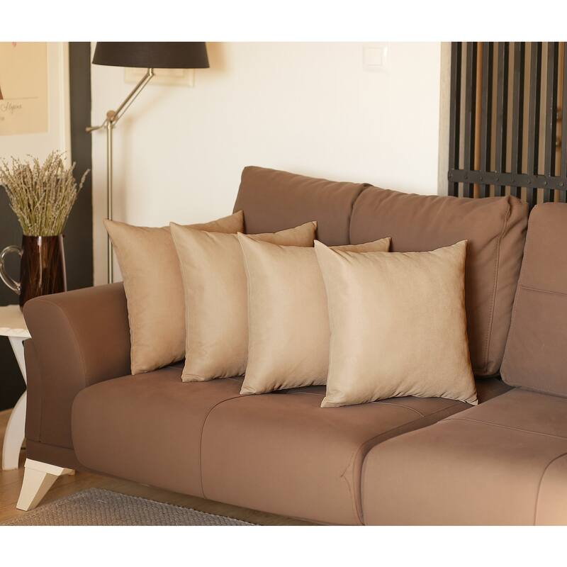 Honey Set of 4 Decorative Throw Pillow Cover Solid Color - 20" x 20" - Beige