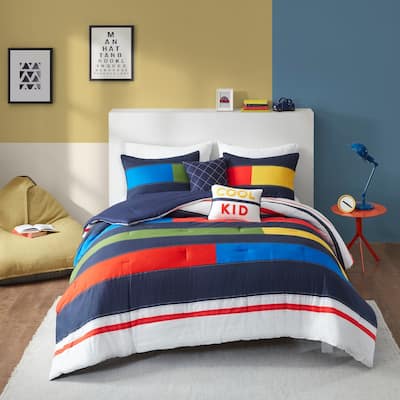 Emmett Stripe Printed Comforter Set by Intelligent Design Kids