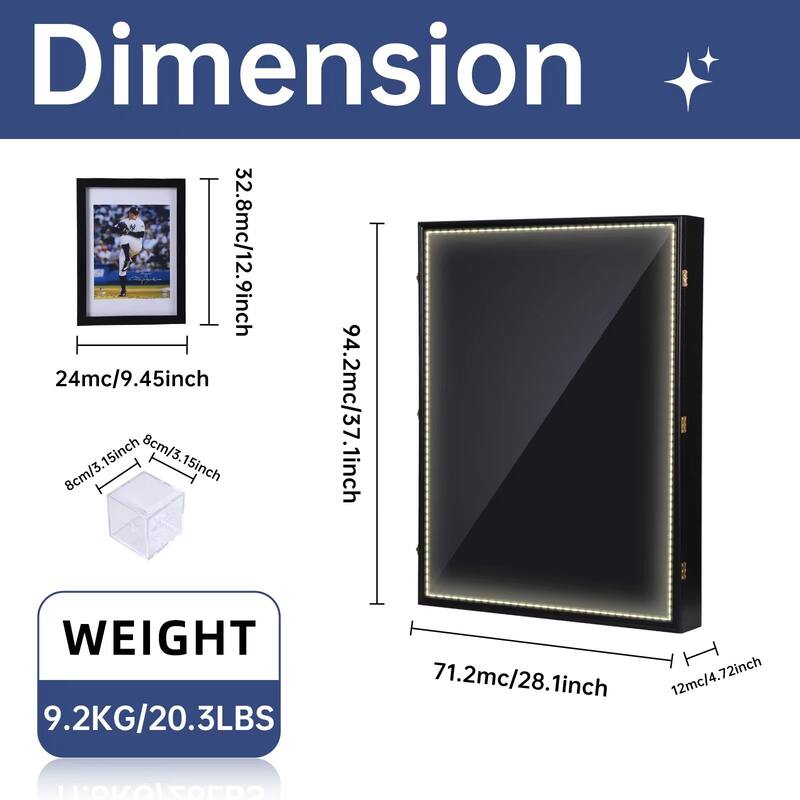 Jersey Frame Display Case, XL Jersey Display Case, with 2 Baseball Case and 1 Photo Frame