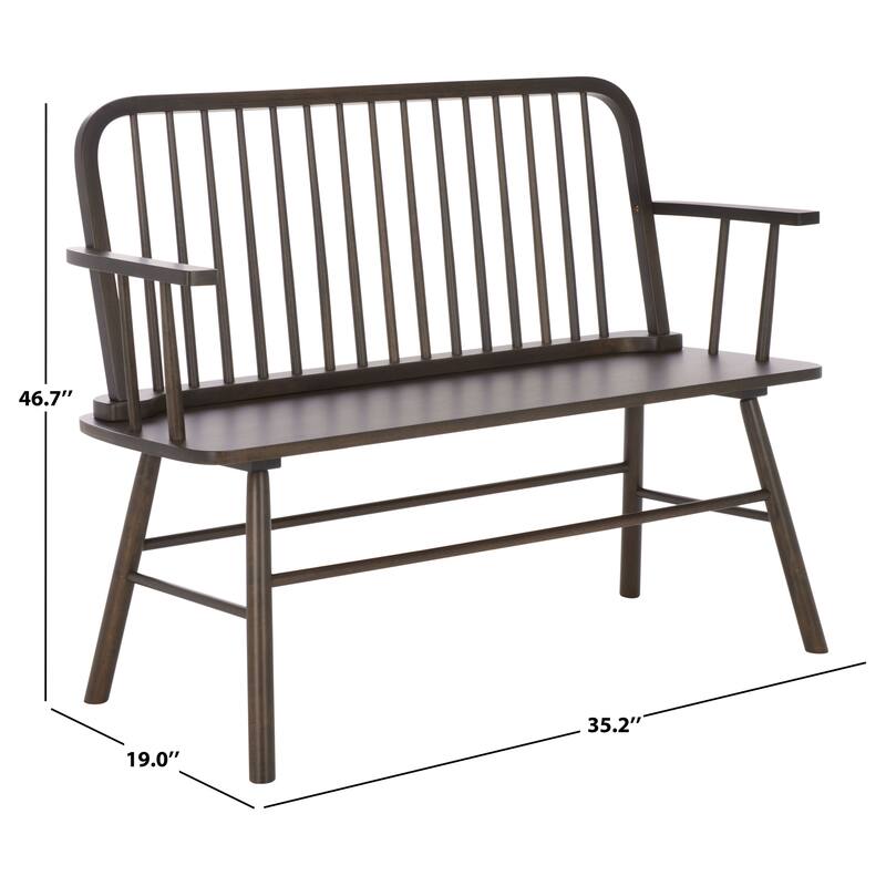 SAFAVIEH Tella Farmhouse Solid Wood Spindle Bench - 35"W x 19"D x 47"H