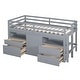 preview thumbnail 4 of 13, Elegant design Twin Size Loft Bed with 4 Drawers, Underneath Cabinet and Shelves, Space-saving, Solid Construction, Grey