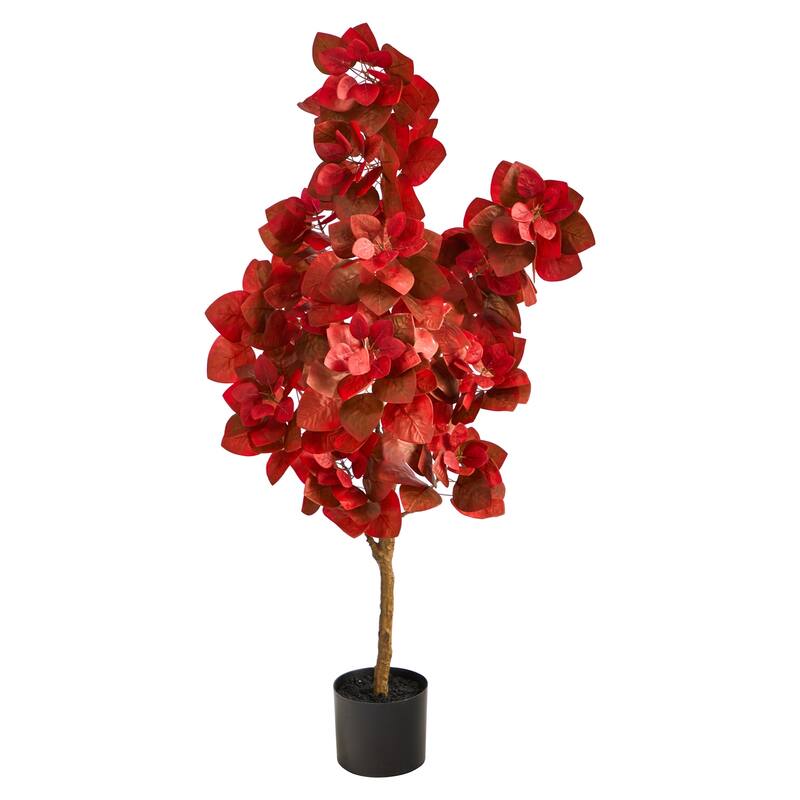 Artificial Pomegranate Tree 4ft - Indoor Outdoor Decorative Plant with Planter - Green - 41-50 Inches