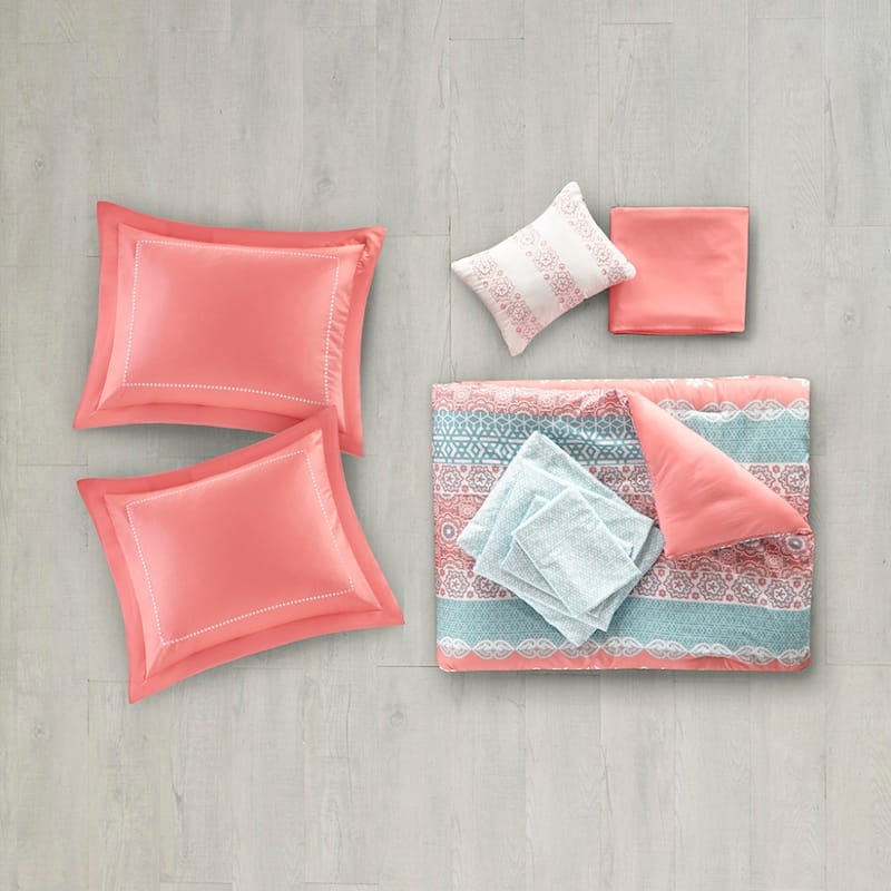Comforter Coral Cotton 9 Piece Bed Sheet Set