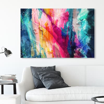 Wynwood Studio Canvas Abstract Brillante Pink and Teal Modern & Contemporary Wall Art Canvas Print