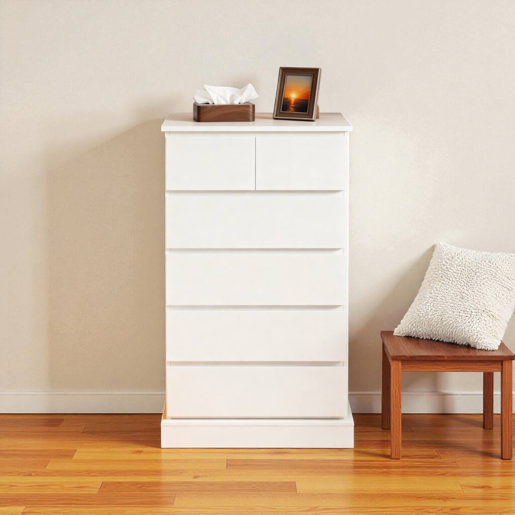 Tall 6-Drawer Dresser for Bedroom Modern Vertical Chest of Drawers with Concealed Handles Wood Storage Cabinet