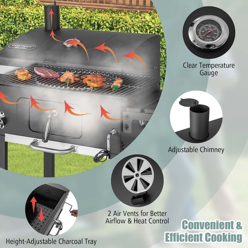 Outdoor Charcoal Grill Foldable Side Table BBQ Camping