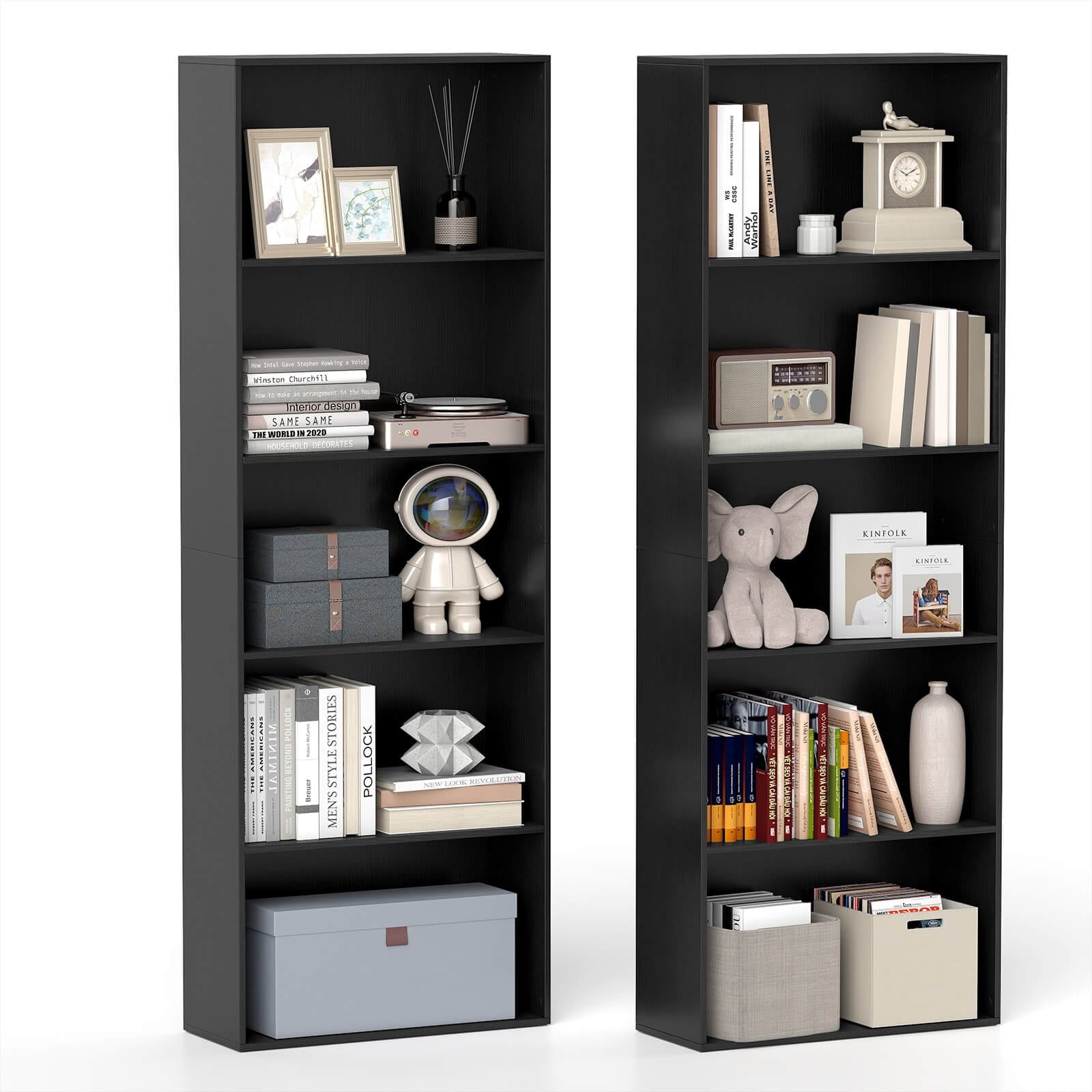 Costway 5-Shelf Storage Bookcase Modern Multi-Functional Display - See Details