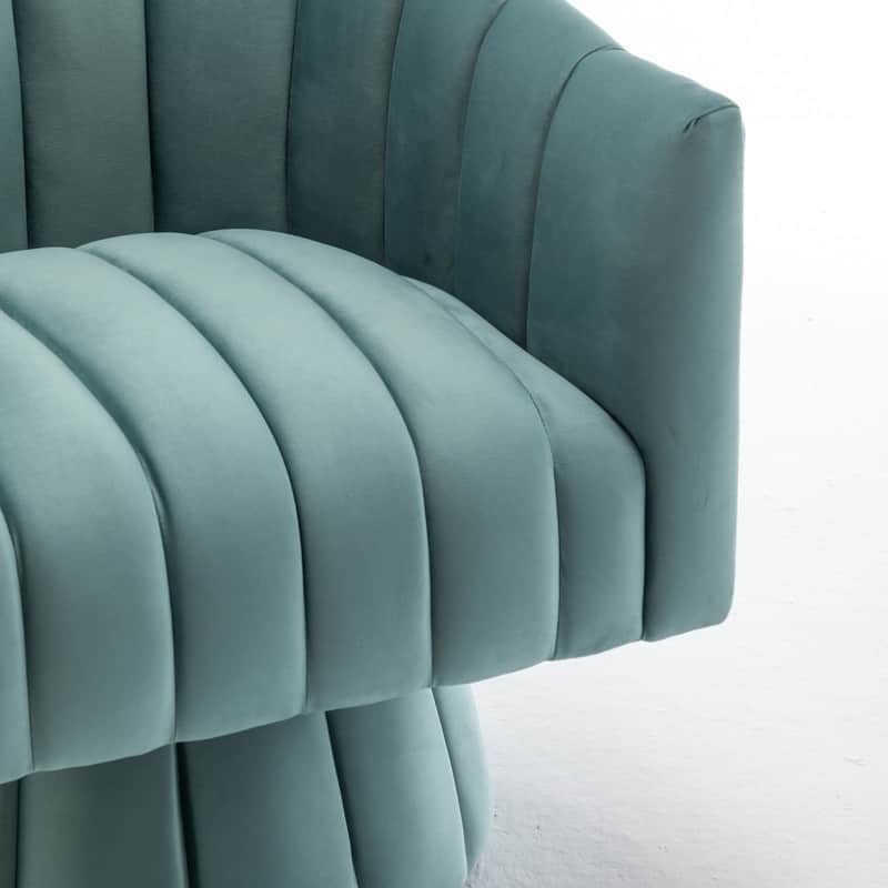 SEYNAR Modern Glam Velvet Upholstered Round 360 Degree Swivel Accent Barrel Chair Set of 2