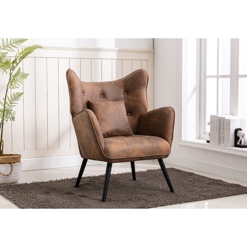 Porthos Home Terra Accent Chair with Pillow, Wingback, Microfiber Upholstery