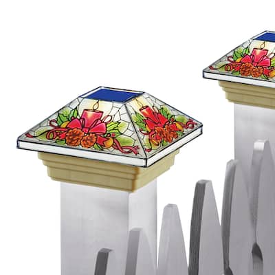 Solar Powered Candle Arrangement Post Cap Cover - 6.5 x 3.75 x 6.5