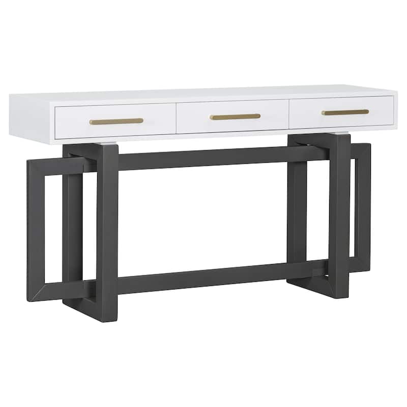 Wooden Console Table Hallway Tables with 3 Drawers and Unique Table Legs, Long Entryway Table with Iron Handle for Hallway