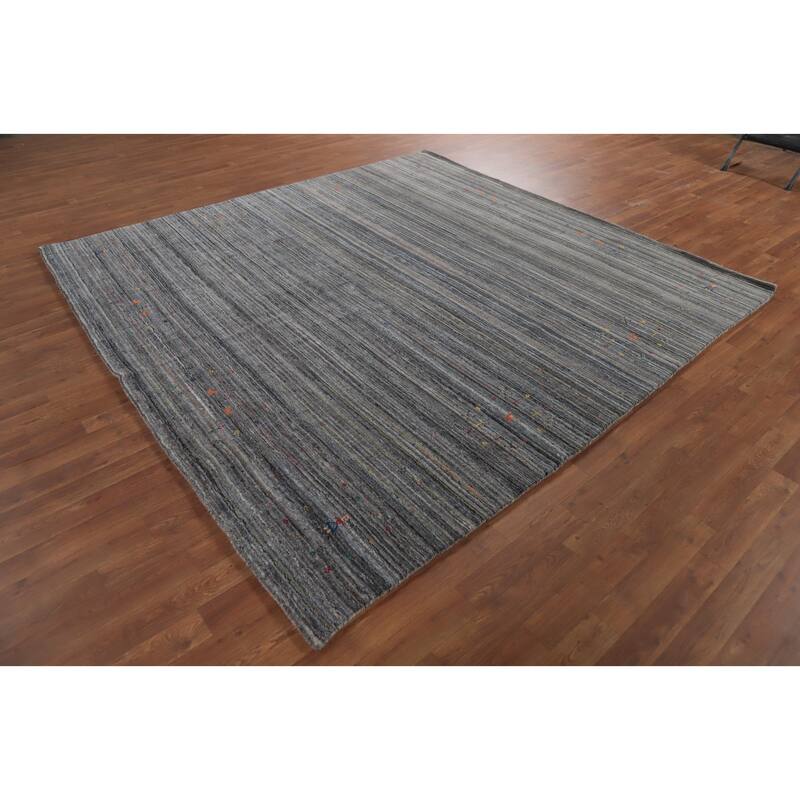 Hand Knotted Oriental 100% Wool Carpet Tribal Tribal Greys & Charcoal Gabbeh Area Rug - 8' 1'' X 8' 0''