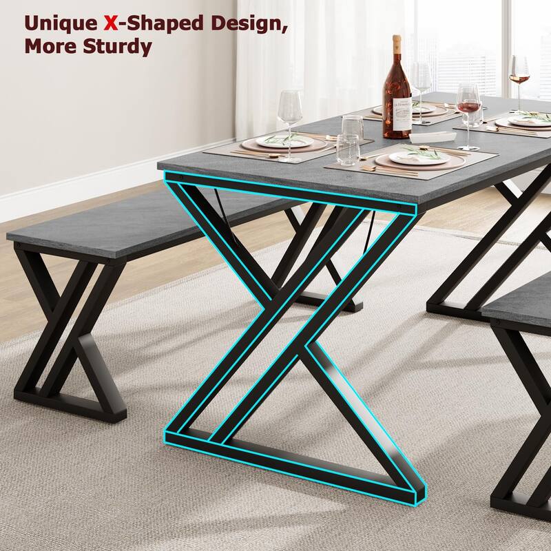 Dining Table Benches Set for 4