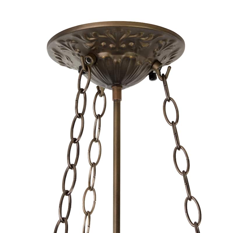 Tiffany-Style River of Goods Aqua/Blue/Purple Stained Glass 20.25-Inch Pendant Light - 20.25" x 20.25" x 28"