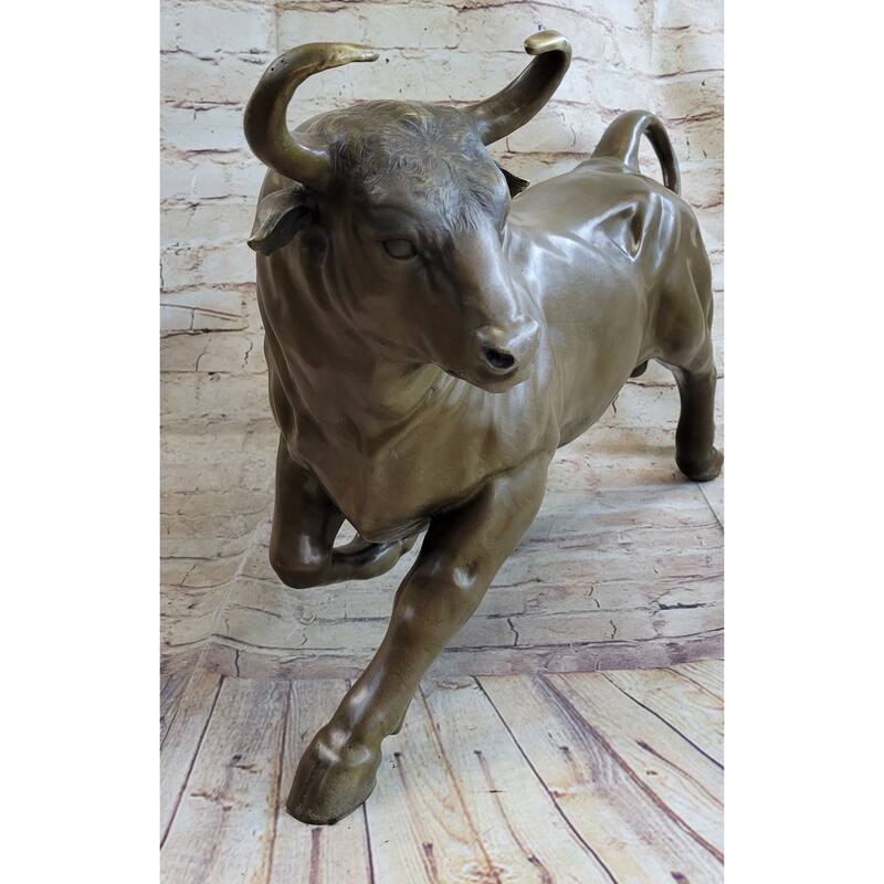 Trotting Bull Bronze Figurine Statue Sculpture Figure 16 Inches X 22 Inches