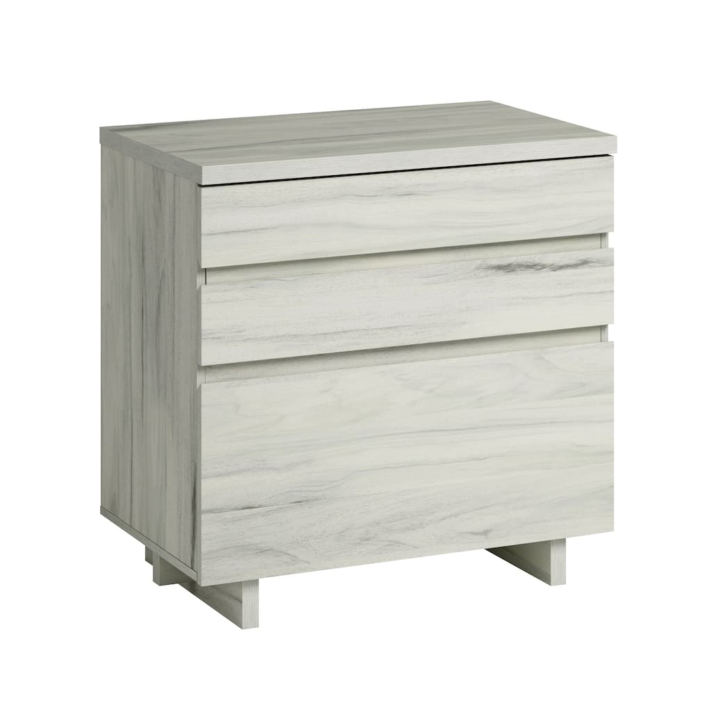 Wood Lateral File with Large Drawers, Off White and Gray