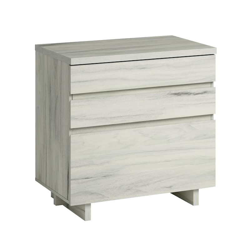 Wood Lateral File with Large Drawers, Off White and Gray