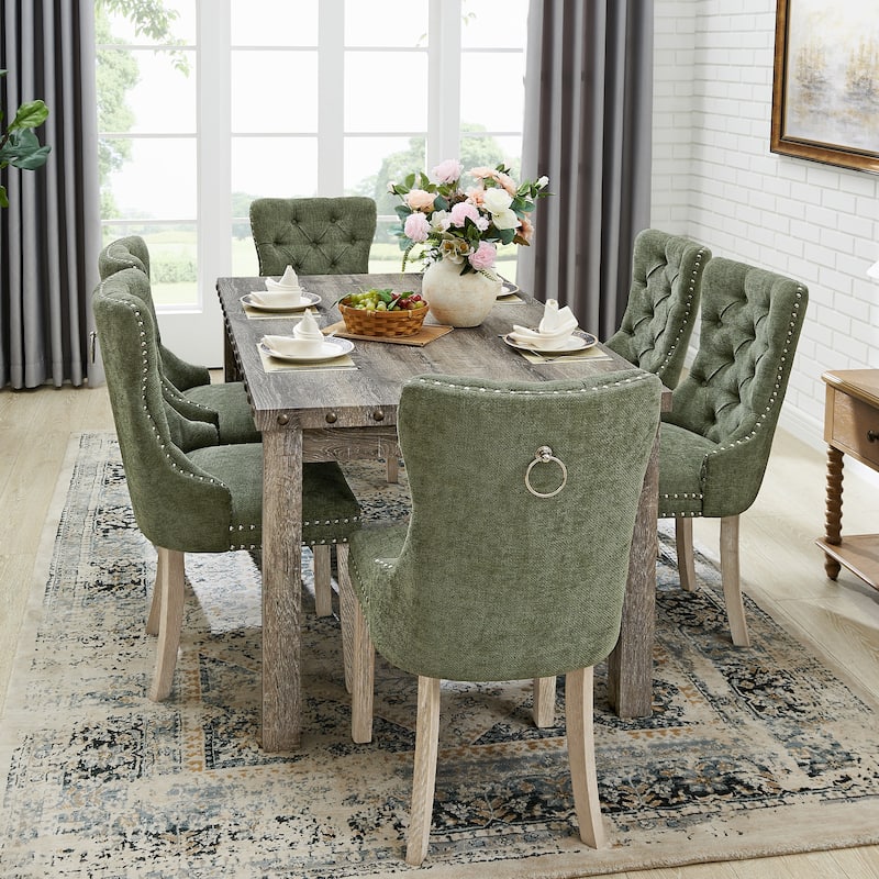 Morden Fort Tufted Dining Chair, Accent Chairs with Studded Trim and Pull Ring