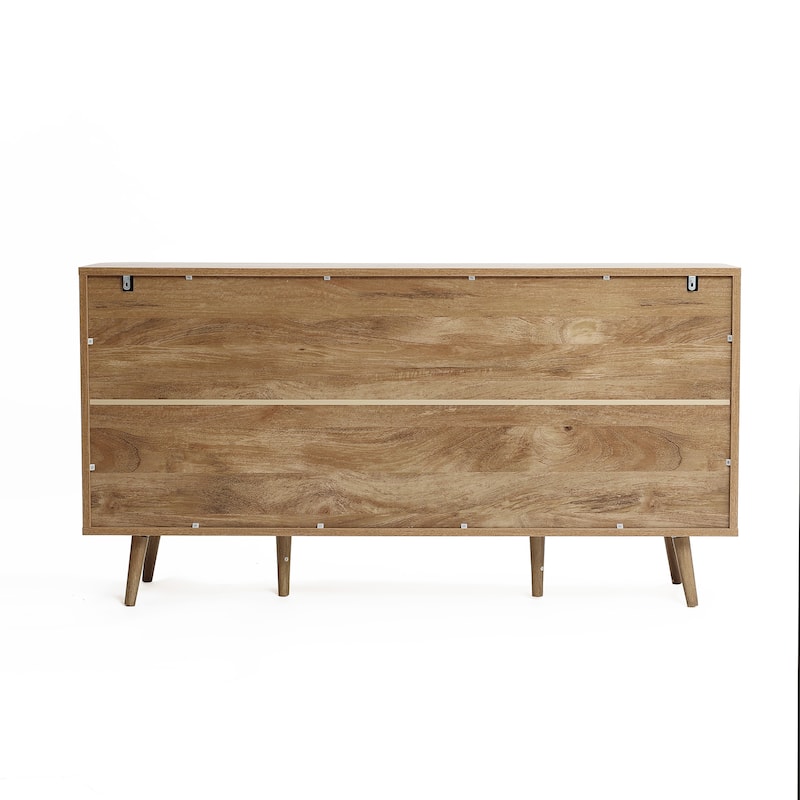 Natural Oak Manufactured Wood 2-Door and 3-Drawer Sideboard Cabinet - 59.1" Wide