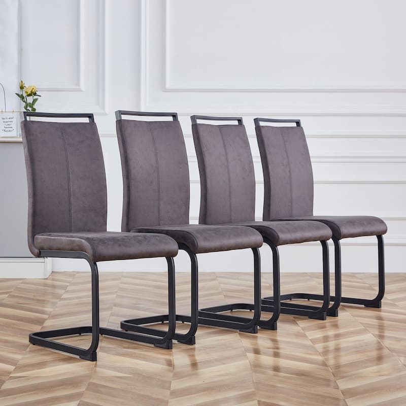 4 Pc Dining Chairs, PU Leather/ Fabric Padded Seat Living Room Chair