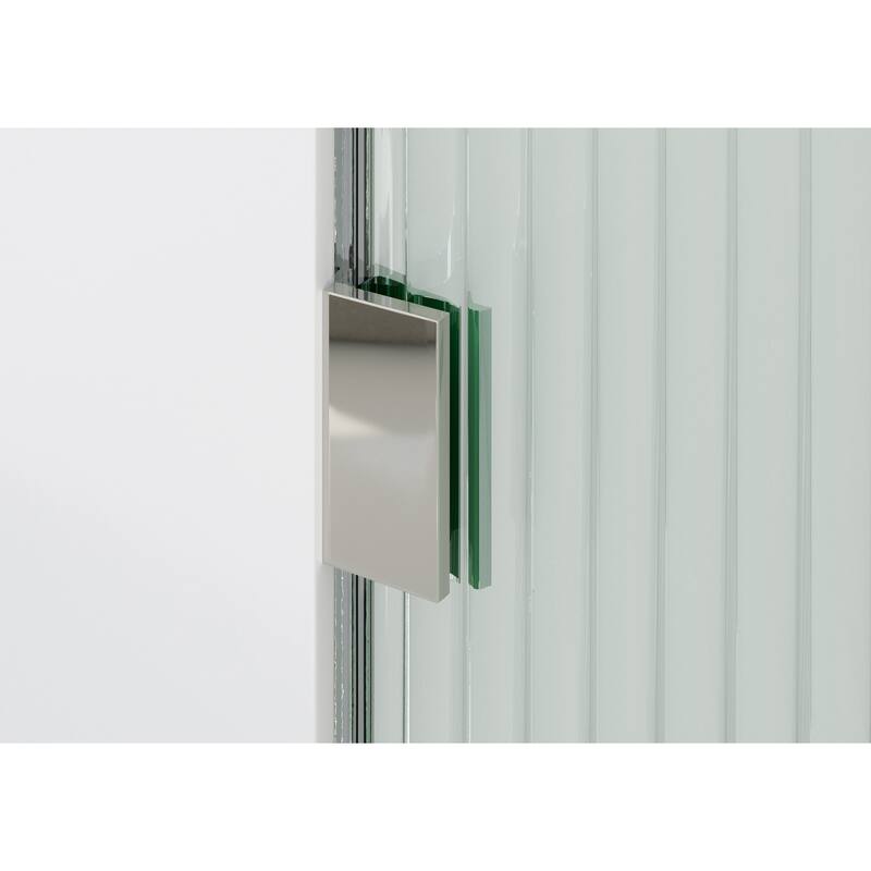 Glass Warehouse 38" x 78" Frameless Shower Door - Single Fixed Panel Fluted Frosted Radius