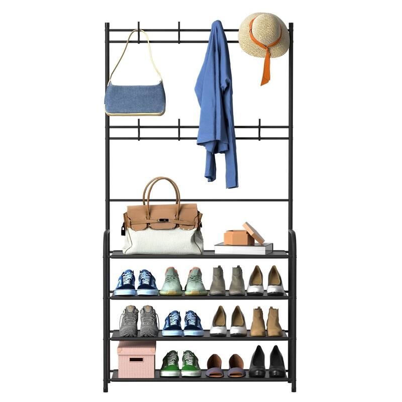 Entryway Coat Hat Rack Stand Clothes Shoe Organizer