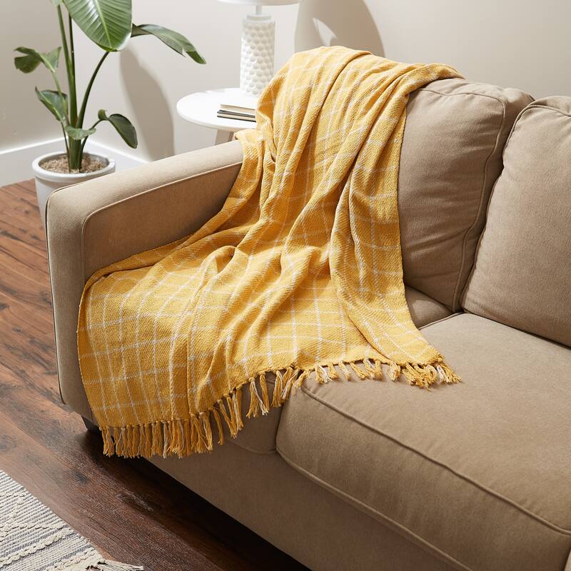 DII Checked Plaid Decorative Throw