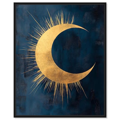 Gold Moon on Indigo Canvas by Art Remedy