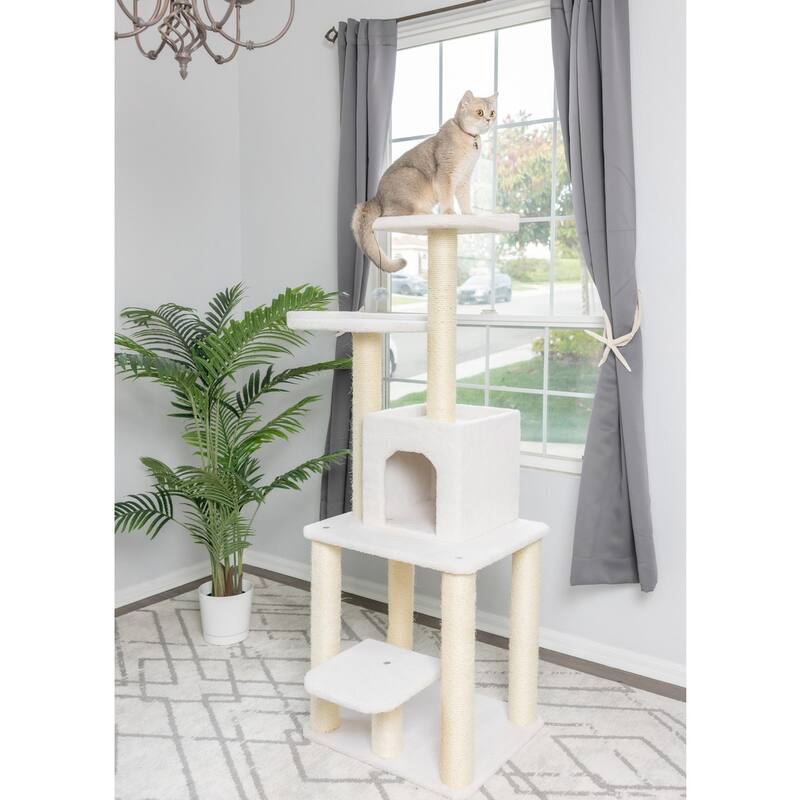 Classic Real Wood Cat Tree, Jackson Galaxy Approved, Five Levels - Ivory