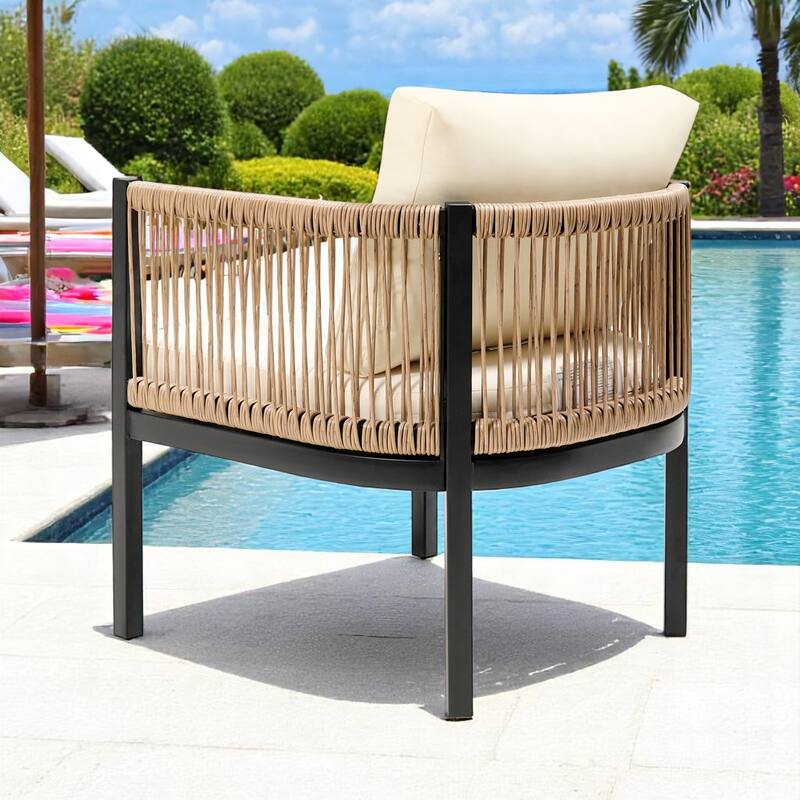 Modular Multi-Person Outdoor Sofa Set with Tempered Glass Table - Ideal for Garden, Backyard, and Balcony
