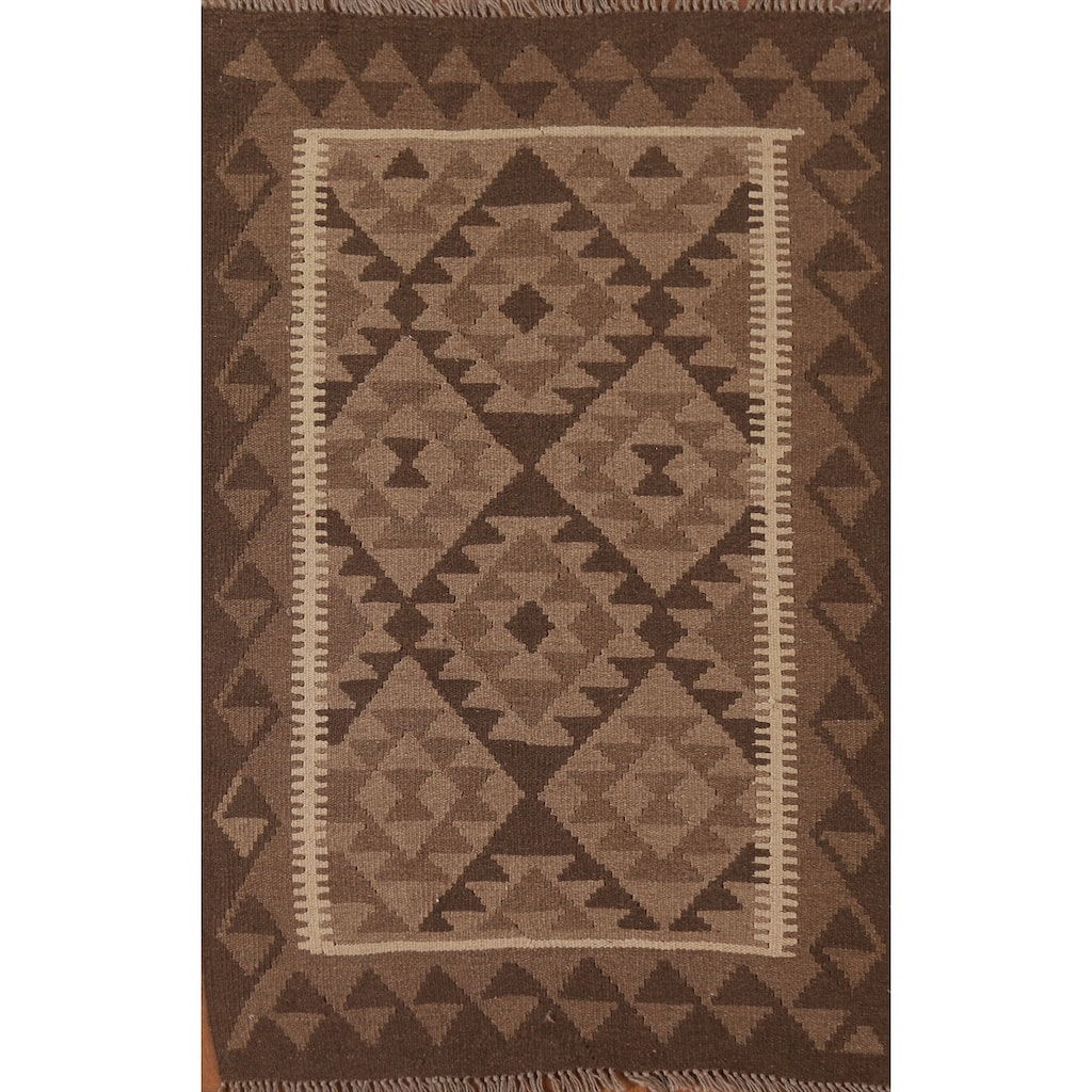 Hand-woven Reversible Kilim Oriental Area Rug Foyer Wool Carpet - 3'2" x 4'10"