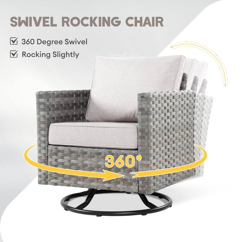 XIZZI 9-piece Patio Furniture Sectional Set with Swivel Rocking Chairs
