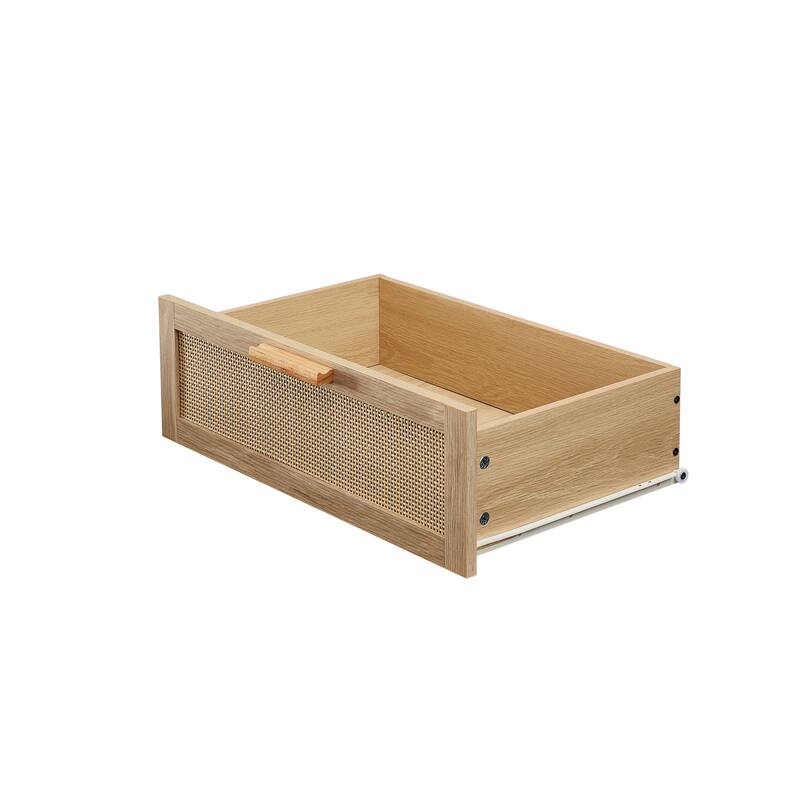 Modern Stylish Double Dressing Drawers with 8 Rattan Drawers, for Childrens Room Living Room Entryway Hallway