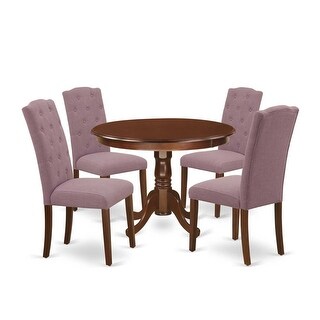 5-Piece Round Dinette Set - Coastal Cool Dining Table & 4 Parsons ...