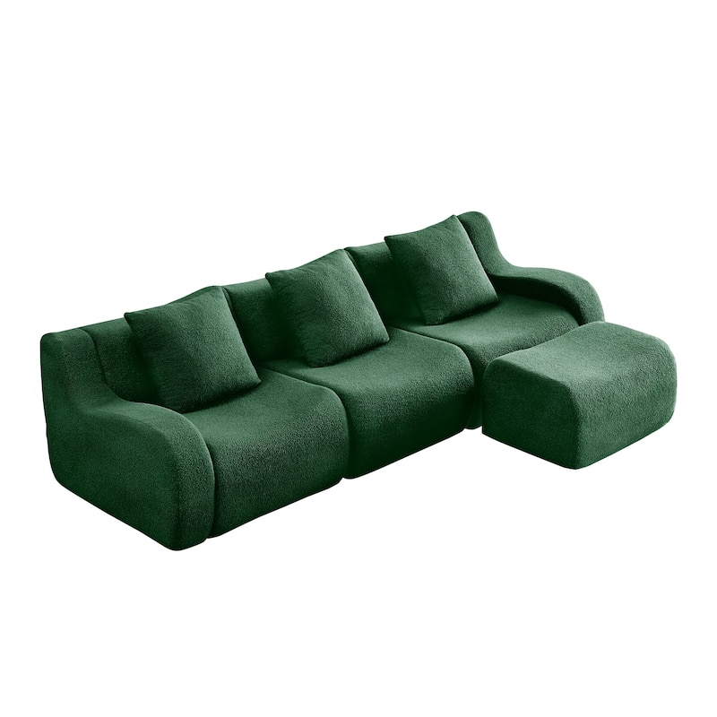 GDF Studio - Fairford 3-Seat Modular Sofa With Curved Armrests & Non-Slip Base