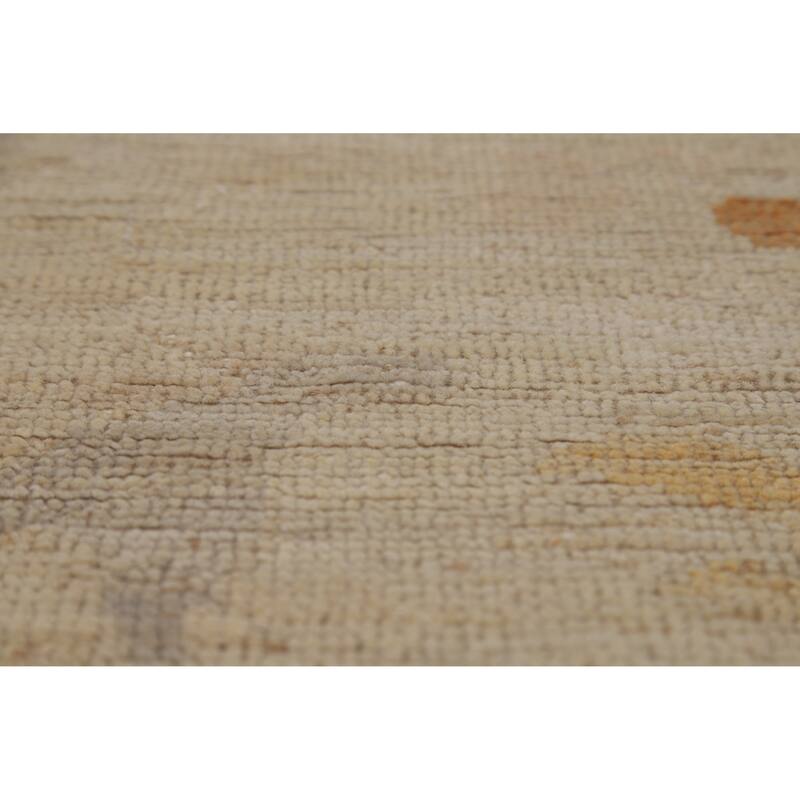 Hand Knotted Oriental 100% Wool Carpet Transitional All-Over Beige & Ivories Oushak Area Rug - 13' 8'' X 9' 10''