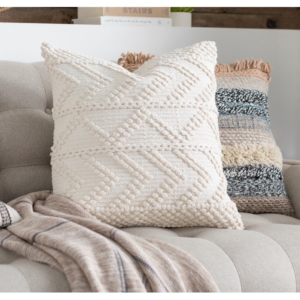 slide 2 of 7, Livabliss Nadra Textured Chevron Bohemian Pillow 18"H x 18"W - Cover Only - White