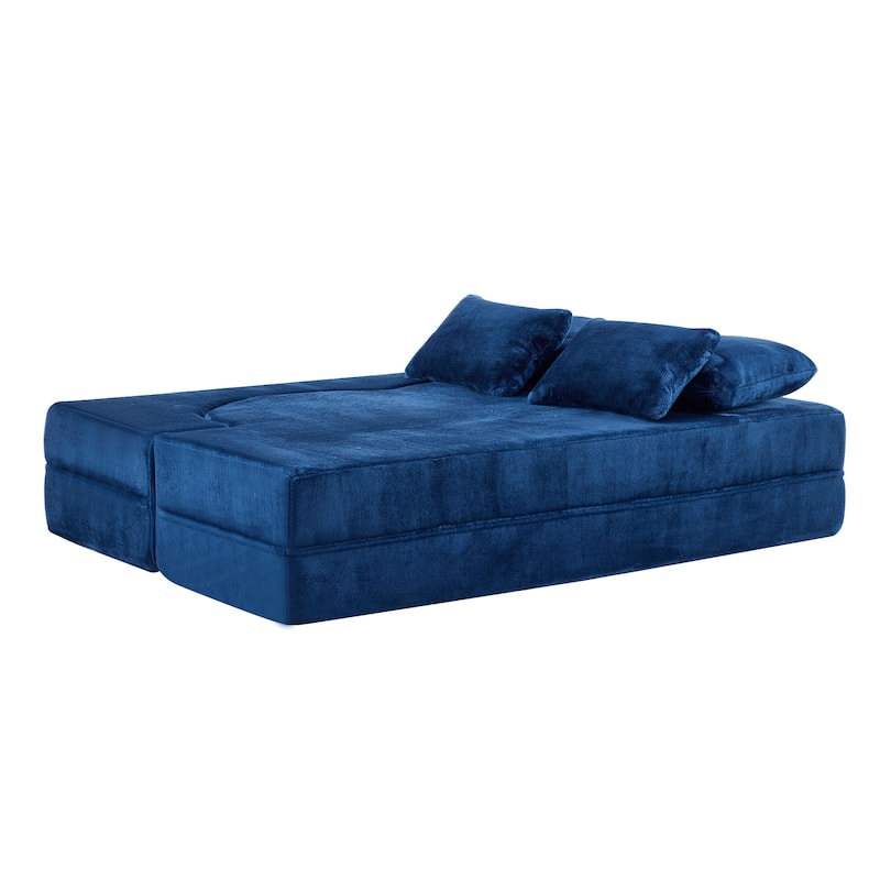 Queen Foldable Sleeper Sofa, Floor Couch Sofa Bed, High-Density Foam Convertible Lounge Sofa Loveseat