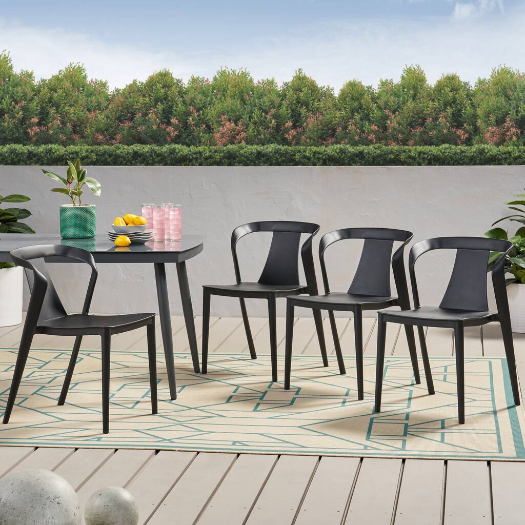 Orchid Outdoor Stacking Dining Chair (Set of 4) by Christopher Knight Home - 21.50" W x 19.50" D x 30.50" H