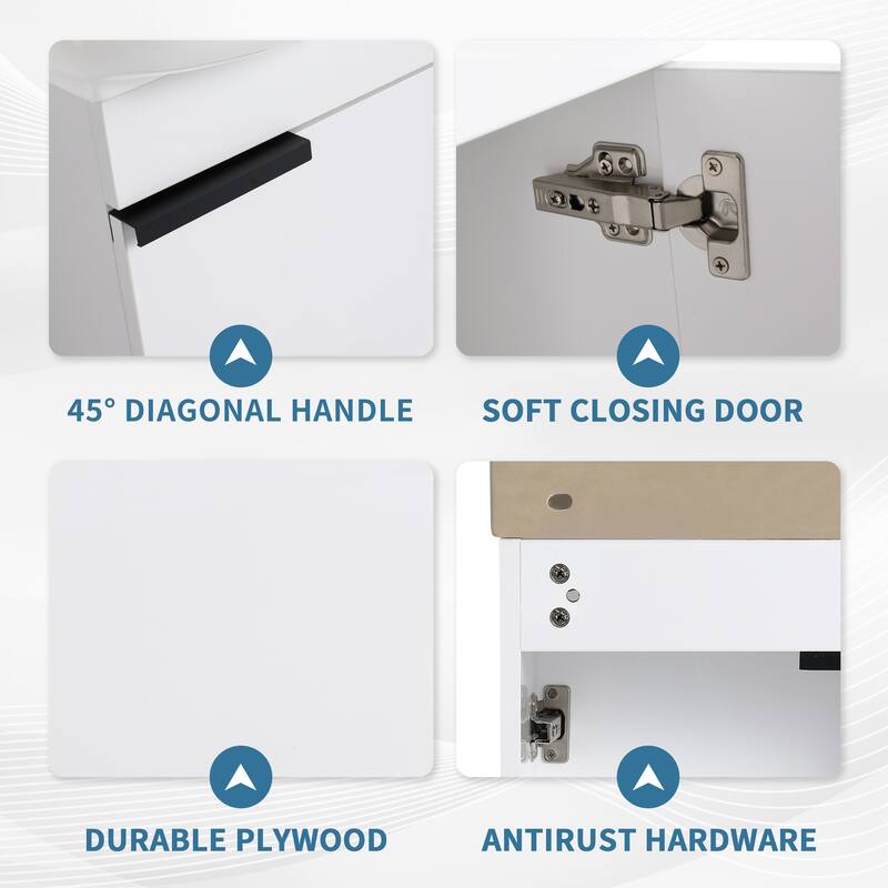 Bathroom Vanity With Sink In 16/18/23 Inch, Floating/Freestanding Bathroom Vanity With Soft Close Door