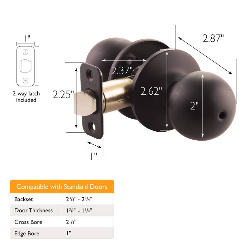 Design House 779108 Ball Privacy Bed and Bath Door Knob