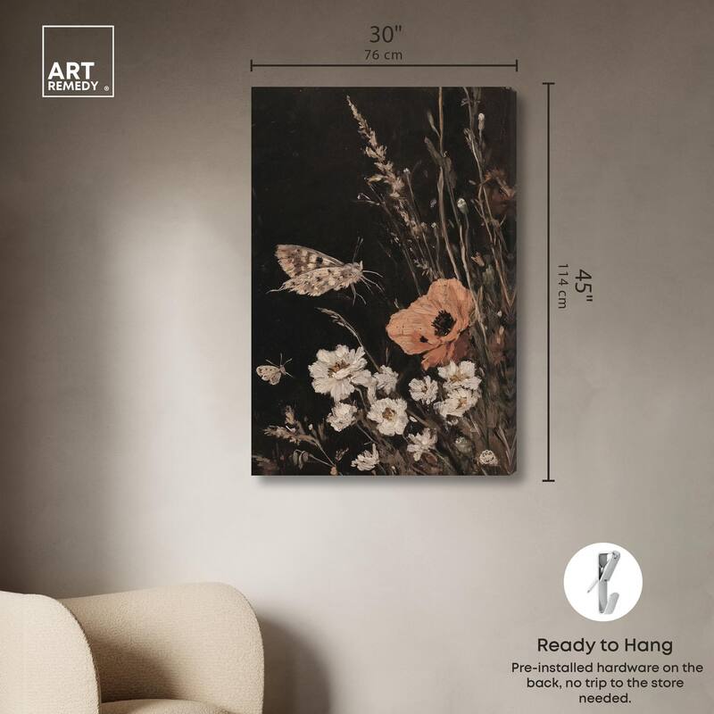 Poppy and Moth II Canvas by Art Remedy, Gallery Wrapped