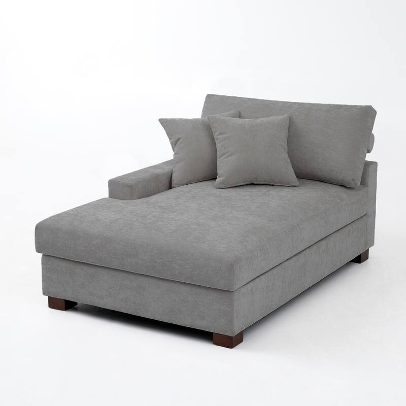 40.8"W Modern Chenille Upholstered Chaise Lounge with Pillow