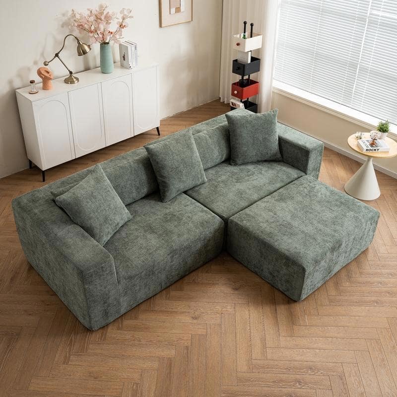 Modular L-Shaped Cloud Sofa, Soft Chenille Cushion, No Assembly Needed