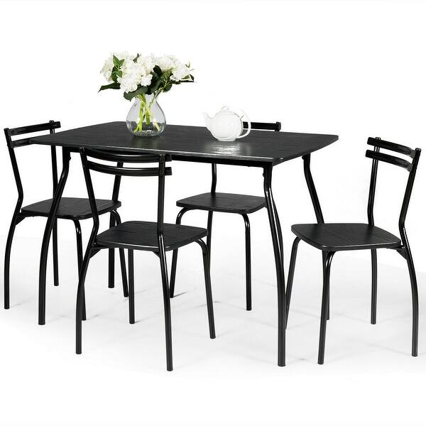 Shop Costway 5 Pcs Dining Set Table And 4 Chairs Home Kitchen Room Overstock 28665330