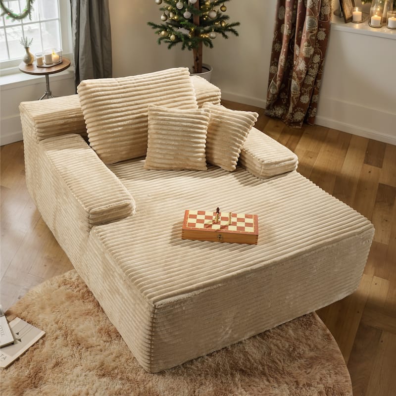 OVIOS Plush Convertible Floor Lounge Sofa - Beige