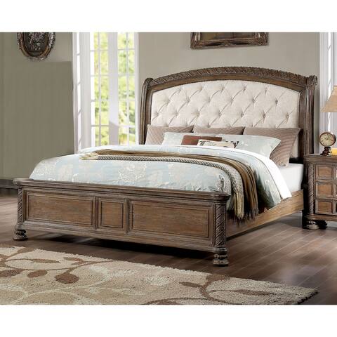 Furniture of America Cimarron Rustic Natural Tone Tufted Panel Bed