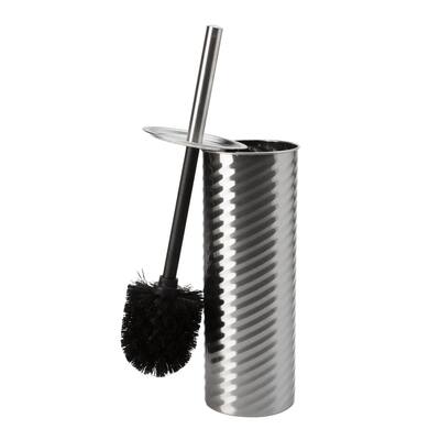 Bath Bliss Swirled Texture Toilet Brush & Holder in Chrome - 3.75"Rdx14.75"