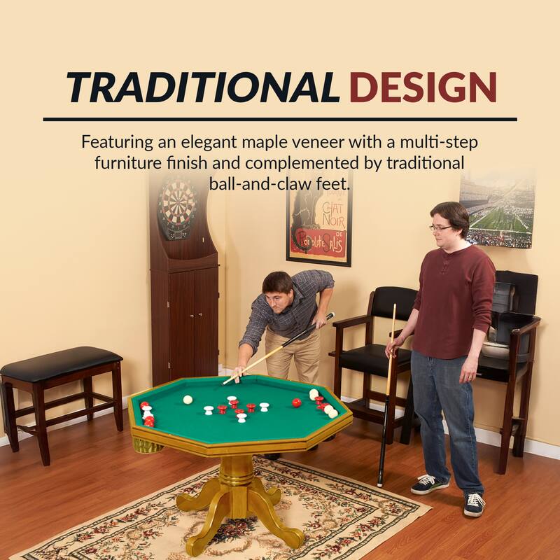 Hathaway Kingston 48-in Poker, Bumper Pool, Dinning Table Combo Set - Oak Finish (Table Only) - 48-in diameter x 31-in H